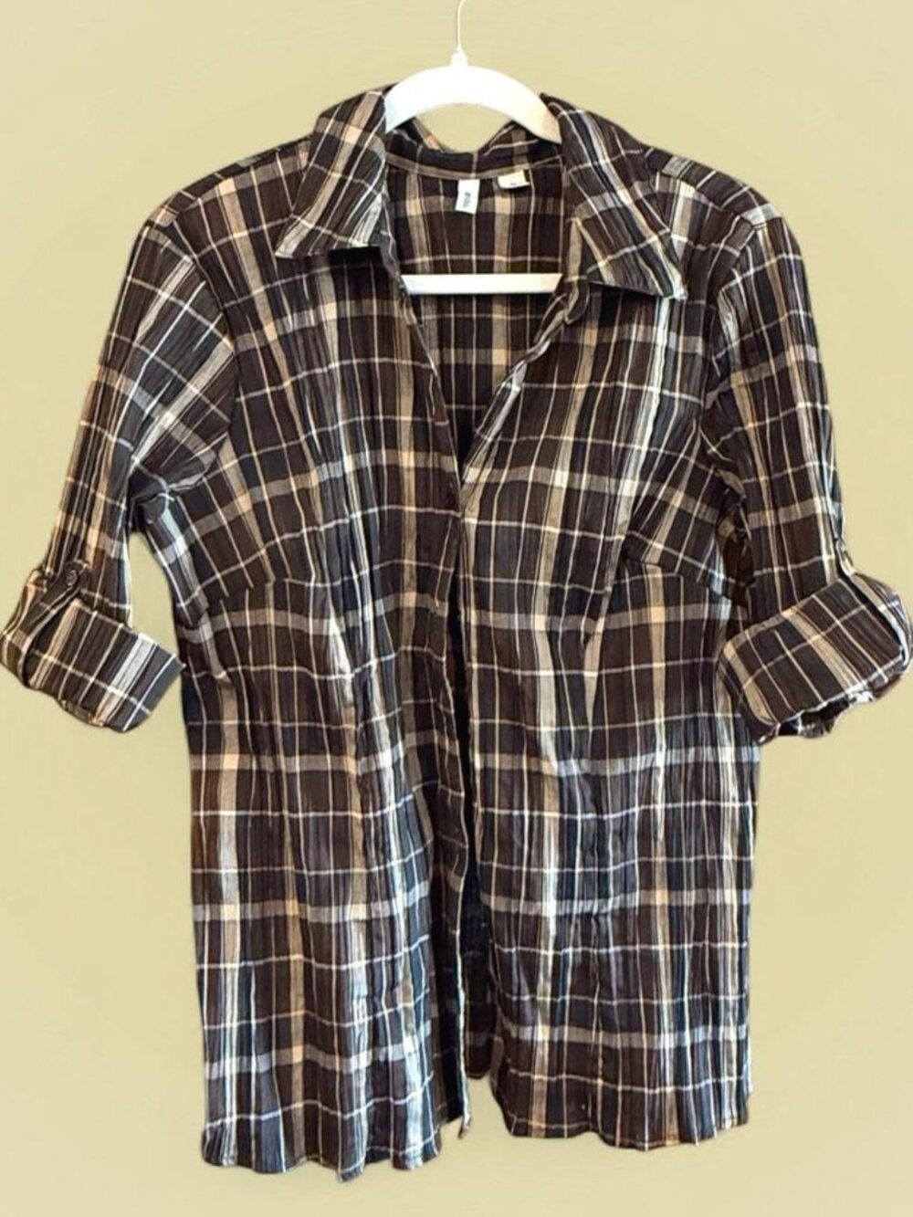 St. John's Bay brown plaid button-up shirt